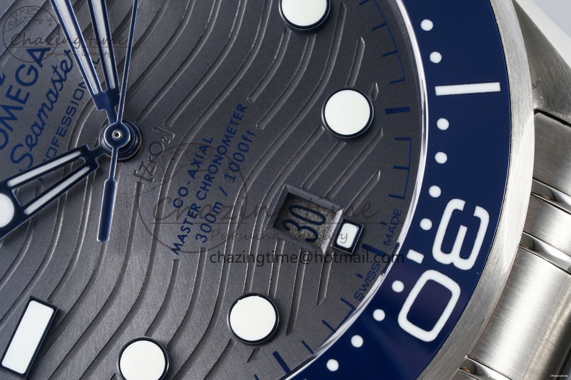 0310 Affordable Seamaster Diver 300M ZF 1:1 Best Edition Blue Ceramic Gray Dial on SS Bracelet A 7734